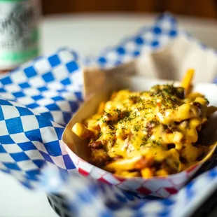 a closeup of a basket of food