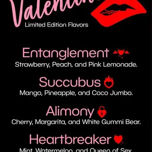 Valentines Day Menus!