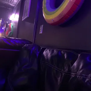 a neon ring on the wall