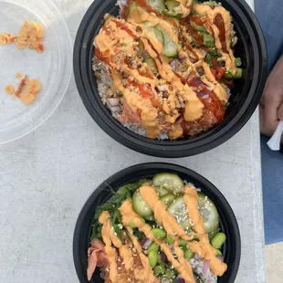 Pontoon size poke bowl and a Dingy size bowl