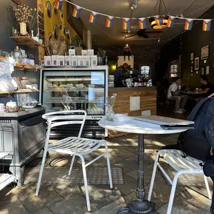 Barista bar ordering area and case for vegan baked items