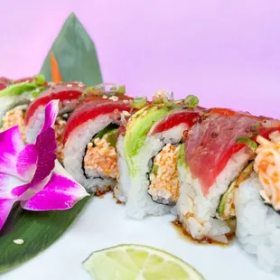 close up of sushi