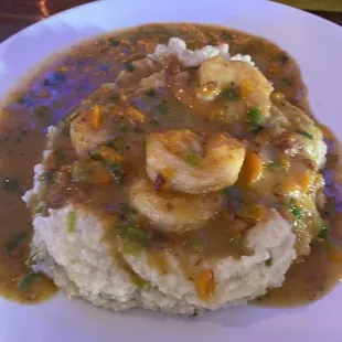 The shrimp and grits that was on the original menu.  This is NOT what it looks like today (1/30/24)