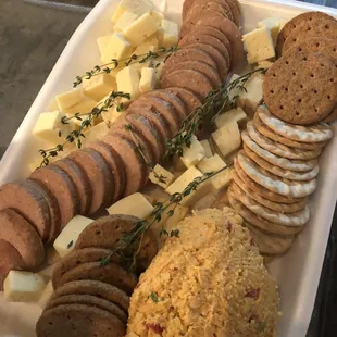 Summer Sausage and Cheese Platter. Perfect for picnics and office parties. Or in our courtyard with some adult beverages
