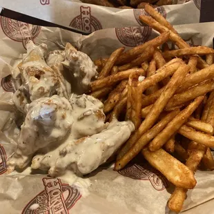 Garlic Parmesan wings and fries (not recommended by the way)