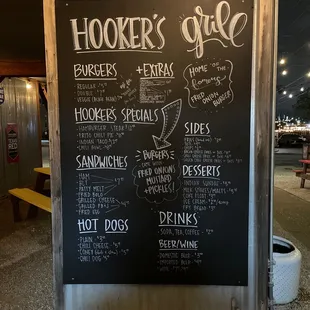 a menu on a chalkboard