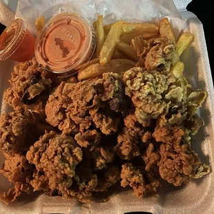 Fried Livers and FRENCH FRIES.