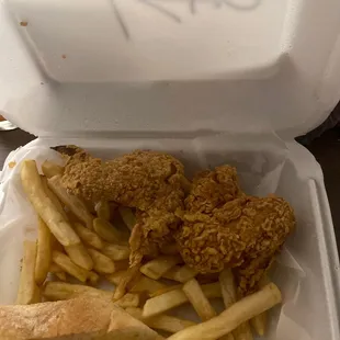 Hard wings fried in fish grease with obvious meal/fish fry on wings.