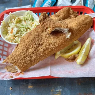 FRIED WALL EYE FISH WITH COLESLAW SALAD
