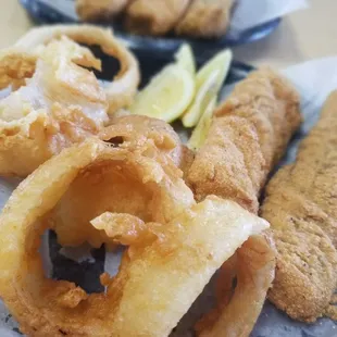 fried fish and onion rings