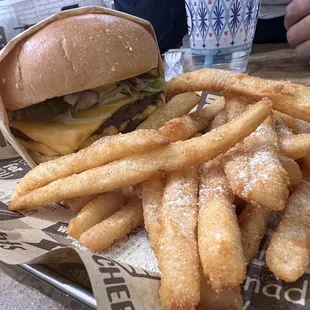 Double Cheese Burger with fries