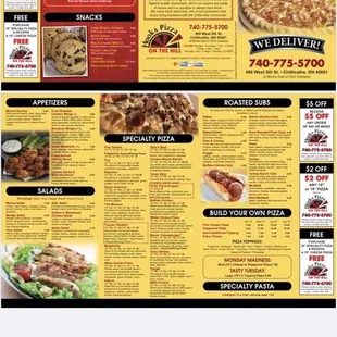 the menu of the restaurant