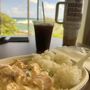 Spicy poke with cold brew