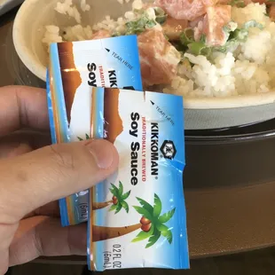 The two soy sauce packet they gave me after telling them there's no seasoning.