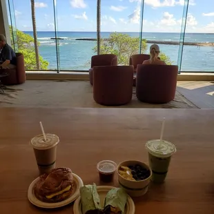 Breakfast burrito  and matcha