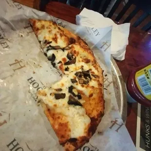 Everyone tore into this before the picture could be taken!  White garlic pizza.