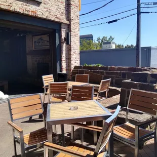 Tables and Chairs outside. It's dog friendly too.