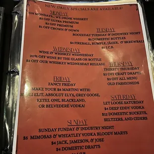 menu