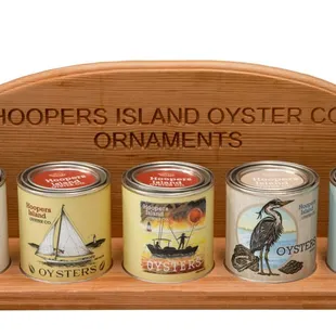 Limited edition Chesapeake Heritage Oyster Tin ornaments.