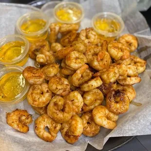 a tray of fried shrimp
