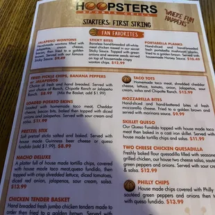 Food menu front