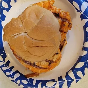 a sandwich on a paper plate