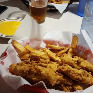 Chicken finger and fries with cheese