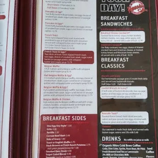 the menu of the restaurant