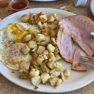 2 Eggs, Smoked Ham Steak Breakfast