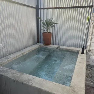 Daytime outside private hot soak Hoosier