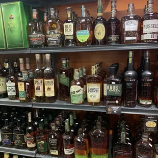 shelves full of liquor