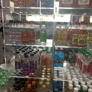 a variety of alcohol bottles