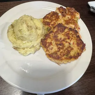 Salmon Patties with mashed potatoes!
