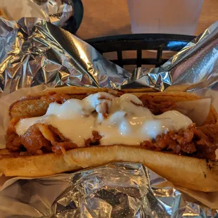 Spicy pork "Bul-dog." Nice and tender.  Not that spicy.