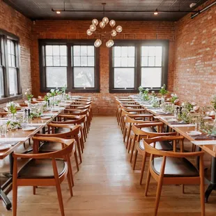 a long table set for dinner