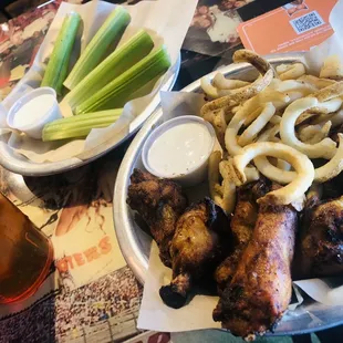 chicken wings and fried chicken, food