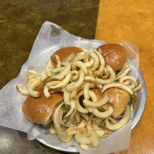 Burger Sliders at a wing joint.