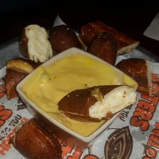 Fresh pretzels and beer cheese, i added honey mustard for a sweet touch