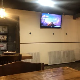 They have TVs here while you dine in