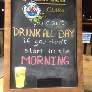 a blackboard with a sign that says, you can&apos;t drink all day if you don&apos;t