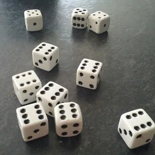 a number of dice on a table