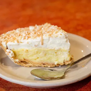 a piece of pie on a plate