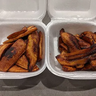 Fried ripe and green plantains