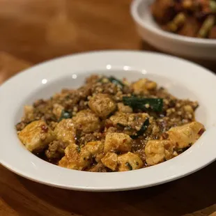 Mapo Tofu - ground pork, fermented chili paste leek garlic