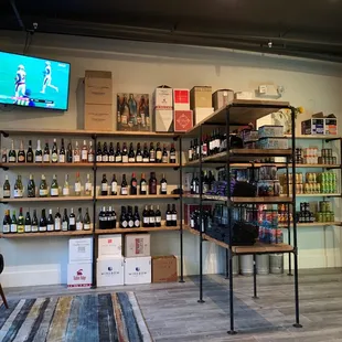 Beer/wine wall for purchase to take away or stay...