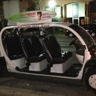 This open egg shell comfortably seats 5 passengers.