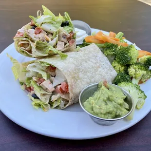 Today's special - chicken taco salad wrap, sub veggies instead of chips. Their wraps are the BEST!