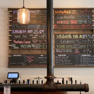 View of the taps and beer list