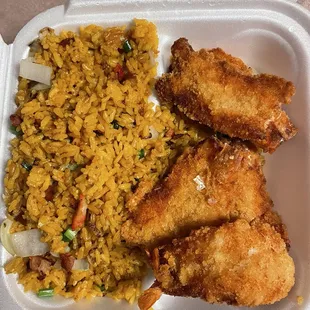 Fried jumbo shrimp with PFR