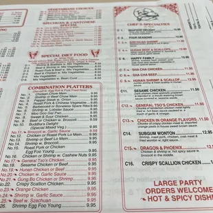 menu